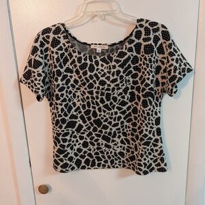 St. John Black and White Patterned Crop Top